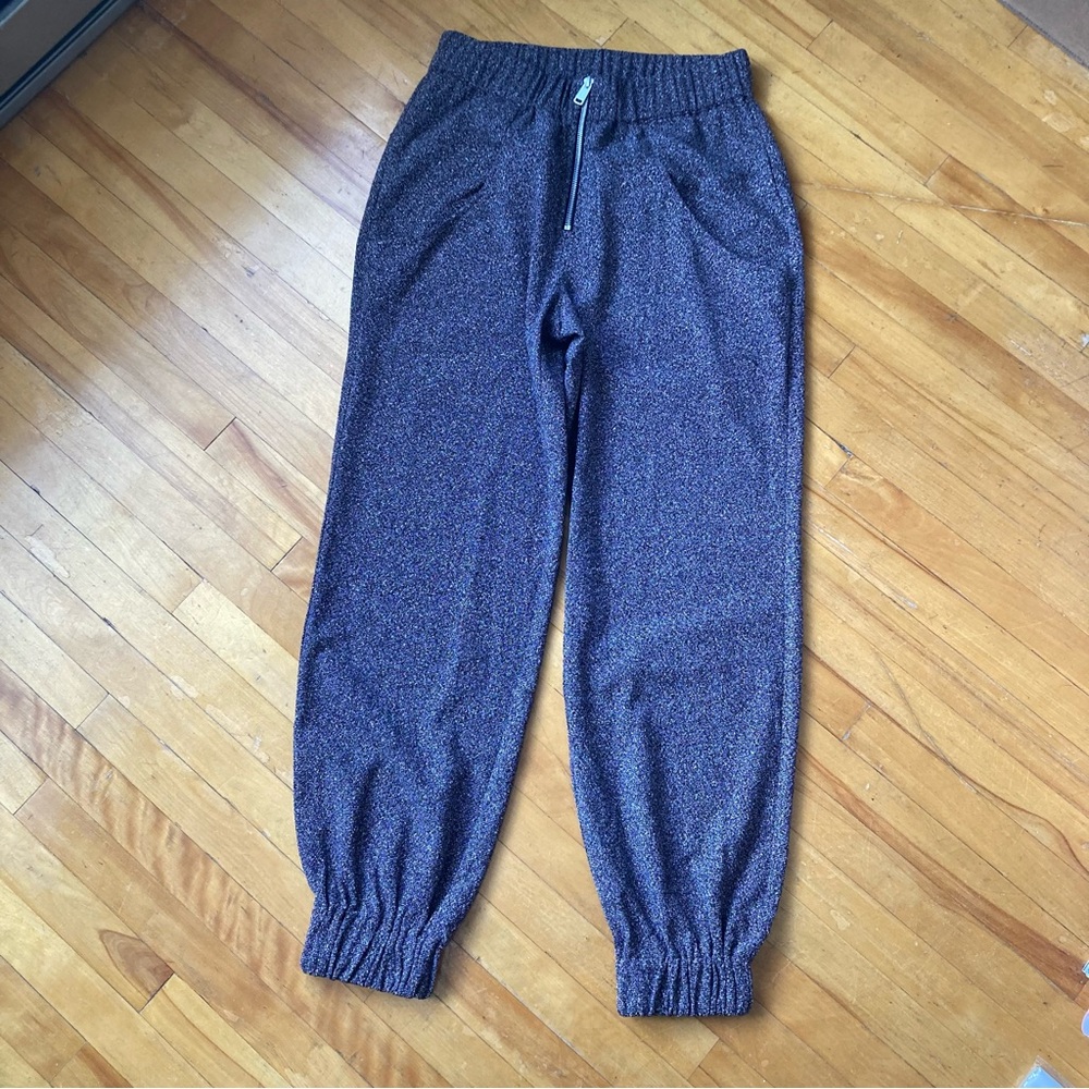 Marled Purple and White Dressy Jogger Pants